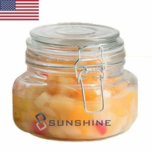 17Oz/500Ml Wide Mouth Glass Jar Airtight Hinged Lid Canning Food Storage - £29.70 GBP