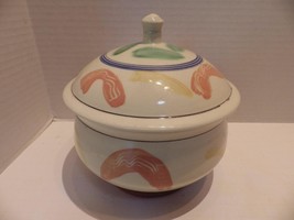 GEORGE HANDY (?) Fusion Covered Casserole Studio Pottery Signed Asheville NC 7&quot; - £23.60 GBP