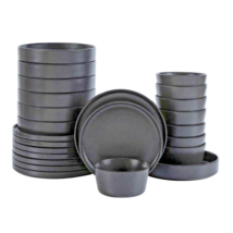 Dinnerware Sets Dinner Plates And Bowls Set Stoneware Dishes Modern 24 Pc Black - $164.99