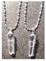 2 Stainless Steel 20&quot; Ball Chain Necklace W Quartz Crystal Pendant #562 Jewelry - £7.61 GBP