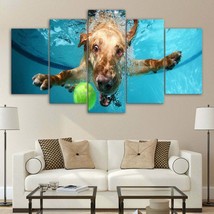 Multi Panel Print Dog Underwater Canvas 5 Piece Frame Pet Mom Playing Wall Art  - £21.75 GBP+