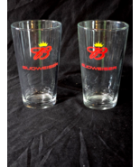 BUDWEISER King Of Beers 14-Ounce 5.75&quot; &quot;Pint&quot; Glass - Crown Logo - Pair ... - $17.62 CAD