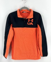 Under Armour Fleece Pullover Jacket Youth XL (18) Neon Orange Black Quarter Zip - £14.59 GBP