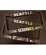 SET X 2 Seattle Seahawks Black Plastic License Plate Frame Truck Car Van - $405.26 MXN