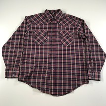 Vintage Levi&#39;s Western Shirt Mens L Blue Red Plaid Pearl Snaps Long Sleeve Rodeo - £23.21 GBP