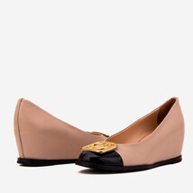 The Selene Beige & Black Leather Wedge Heel Women Shoe image 5