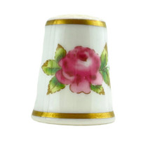 Sewing Thimble Royal Worcester Blooming Rose Porcelain Bone China - £12.15 GBP