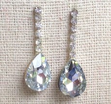 Crystal Rhinestone Teardrop Pear Drop Earrings Bride Wedding Special Occ... - £13.13 GBP