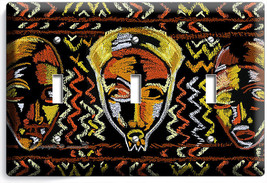 African Mask Tribe Chief Warrior Graffiti 3 Gang Light Switch Wall Plates Decor - £12.57 GBP