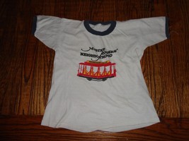 Vtg 70&#39;s White Ringer Mister Rogers&#39; Neighborhood Trolley T-shirt Fits C... - £39.56 GBP