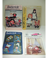 Lot of 4 Vintage Simplicity Butterick McCalls Crafts Fabric Cut Out Doll... - $14.99