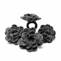 Global Crafts Handmade Felt Napkin Rings Set from Nepal, 4-Pack, Cream Zinnias - £21.91 GBP