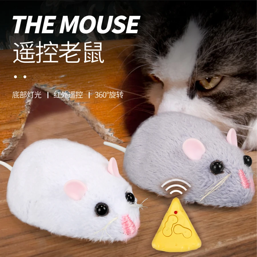 Wireless Remote Control Mouse Model Plush Simulation Mouse Pet Cat and Dog - $20.99+