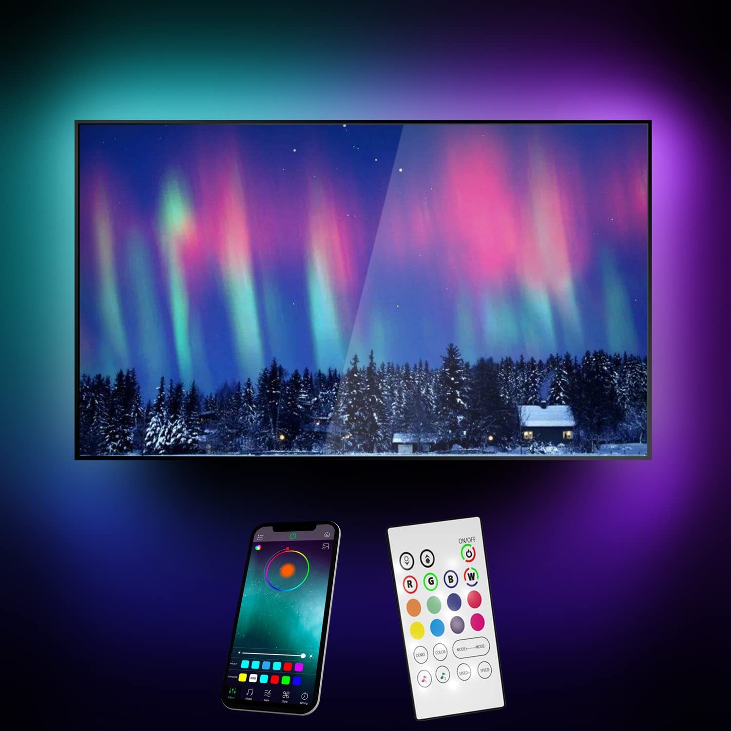 Miume Music tv Led Backlight with 16.4ft LED Strip Lights for 61-80 inch TV,RGB - $14.99