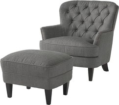 Christopher Knight Home Tafton Fabric Club Chair and Ottoman Set, 2-Pcs Set, Gre - £508.61 GBP