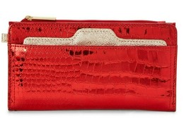No Boundaries Ladies Zip Button &amp; Removable Card Wallet Ella Red Croc Color - $13.35