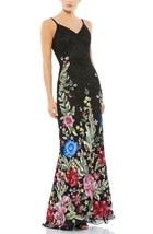 Mac Duggal 5475 Floral Garden Spagetti Strap Gown SZ 2 Black Multi Mrsp $598 - $292.21