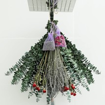 Dried Eucalyptus for Shower Lavender and Rose Flowers Bundle 17&#39;&#39; Natural Real L - £28.20 GBP