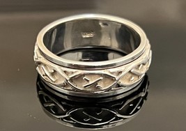 Sterling Silver 7.5mm Spinner Band Ring Size 9.5 ~ See Video! - £21.80 GBP