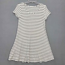 Socialite Women Dress Size S Stretch Casual Midi Shift White Stripe Short Sleeve - £8.99 GBP