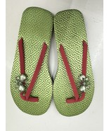 Casual Corner Annex Womens FlipFlops Size 6 Green Rhinestone Butterfly T... - $18.48