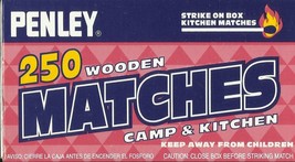 1 Box 250 PENLEY STRIKE ON BOX Large wood Kitchen MATCHES Red Tip wooden... - $763.90 MXN