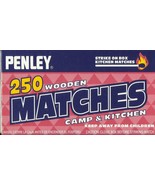 1 Box 250 PENLEY STRIKE ON BOX Large wood Kitchen MATCHES Red Tip wooden... - $40.89