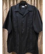 Vintage Clear Blue Sky Short Sleeve Shirt Dark Blue Embroidered Rockabil... - $25.71 CAD