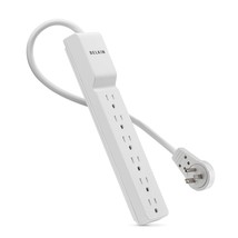 Belkin Power Strip Surge Protector - 6 AC Multiple Outlets - Flat Rotating Plug, - £22.37 GBP