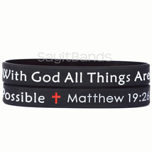 2 With God All Things Are Possible Wristbands Matthew 19:26 Silicone Bracelets - £5.44 GBP