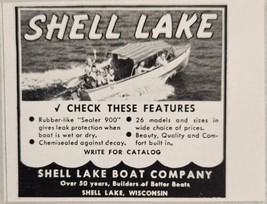 1954 Print Ad Shell Lake Wood Boats Extra Features Shell Lake,Wisconsin - £6.54 GBP