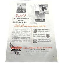 Columbian Rope Twines Company Print Ad 1958 Vintage Yacht Rope Sailing - $15.95