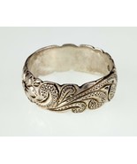 Gorgeous Sterling Silver Etched Floral Band Ring Size 11 - $2,258.01 MXN