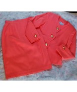 Vintage 80&#39;s Stirling Cooper Skirt SUIT 2 Pc Coral Scalloped Jacket Wome... - £32.15 GBP