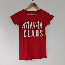 Mama Claus Christmas Holiday Santa Hat T-shirt Red Women&#39;s XS - £11.03 GBP
