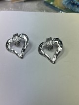 Vintage Silver Plated Heart Earrings - £11.01 GBP