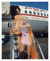 Pacific Southwest Airlines Flight Stewardesses Getting Off Plane 8X10 Photo - £6.70 GBP