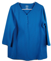 Duluth 3/4 Sleeve Thermal shirt Mens Large Blue Waffle Layering 2525 - £11.62 GBP