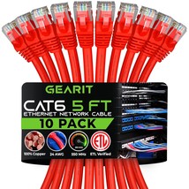 Cat 6 Ethernet Cable 5 ft 10 Pack Cat6 Patch Cable Cat 6 Patch Cable Cat6 Cable  - £42.05 GBP