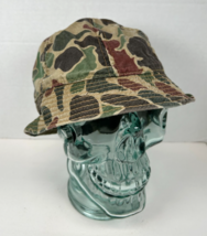 Vintage 1980&#39;s Mens Size Medium Bucket Hat, Green/Brown Camo Hunting - $12.82