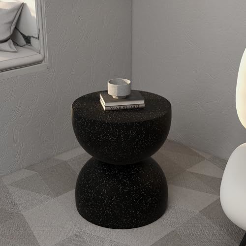 LeisureMod Minimalist Side Table Fiberstone Round Hourglass Accent End Table Sto Item image 5
