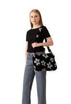 Women Handbag Unbranded Women Floral Fuzzy Shoulder Bag Black/White - $4.92