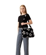 Women Handbag Unbranded Women Floral Fuzzy Shoulder Bag Black/White - $4.92