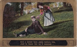 Man Woman Postcard Song Series And A Sweet Face Came Before Him 1909 Nevada MO - $2.96