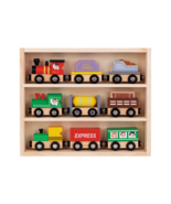 9 Piece Wooden Train Set Educational Wooden Puzzle For Interactive Learn... - £14.87 GBP