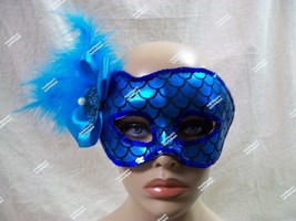 Blue Mermaid Costume Mask Aquatic Creature Sea Horse H2O Fairy Fish Sire... - £11.74 GBP