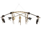 Chief Cross Bow Native American Wall Hanging Decor with Deerskin &amp; Feathers - $6,919.84 MXN