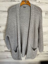 Aerie Cardigan Sweater Women&#39;s XS Gray Cable-Knit Long Sleeve Open Front Pockets - £15.01 GBP