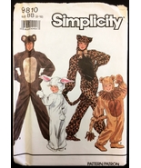 Uncut Size 2 - 12 Childs Cat Bear Bunny Lion Costume Simplicity 9810 Pat... - £5.57 GBP