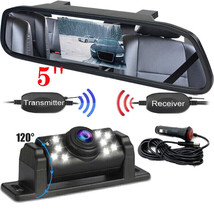 Wireless Backup Camera 5&quot; Car Mirror Monitor Rear View Reverse Parking System - £53.46 GBP